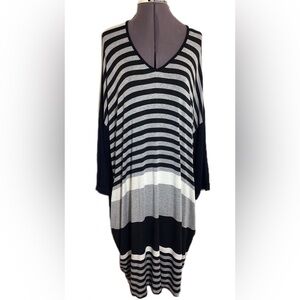 Alembika Contrast Stripe Midi Knit Dress M (12/14) Lagenlook